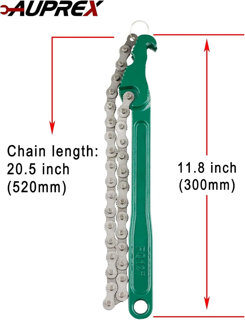 AUPREX 12 Inch Sturdy Carbon Steel Adjustable Heavy Duty Ratcheting Chain Oil Filter Wrench Reversible Chain Style Pipe Fitter With Multi-Purpose - Image 2